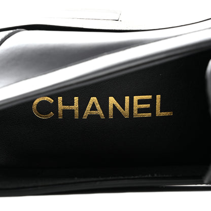 Chanel Shiny Calfskin CC Loafers Black White 37 Black White 7 of 10