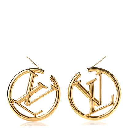 Louis Vuitton Metal Louise Hoop Earrings Gold 3 of 6