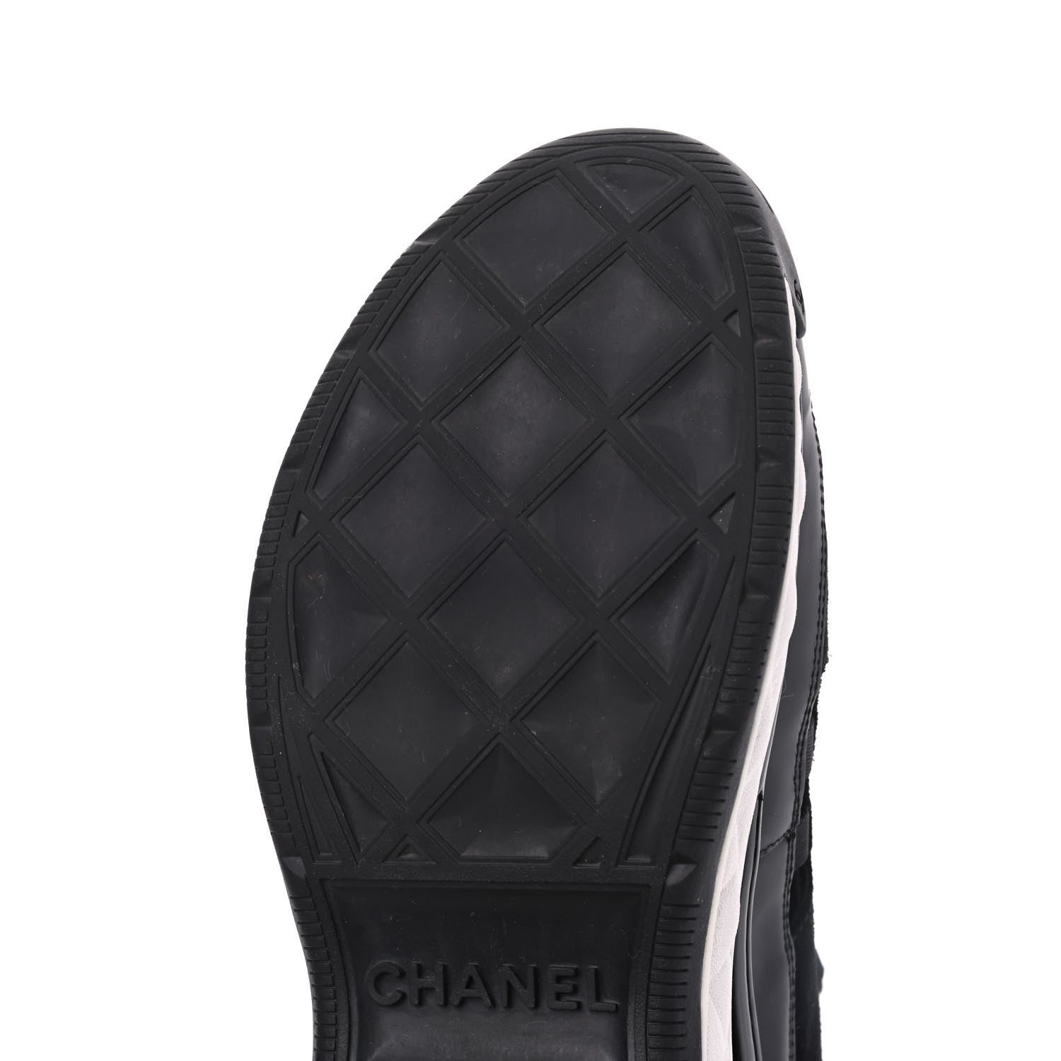 Chanel Fabric Calfskin Suede CC Sneakers 39.5 Black 13 of 20