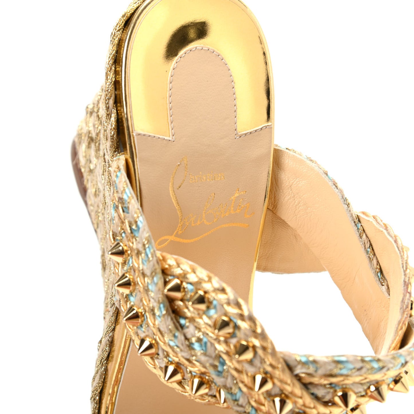 Calfskin Rope Normandie 85 Wedge Slide Sandals 36 Gold