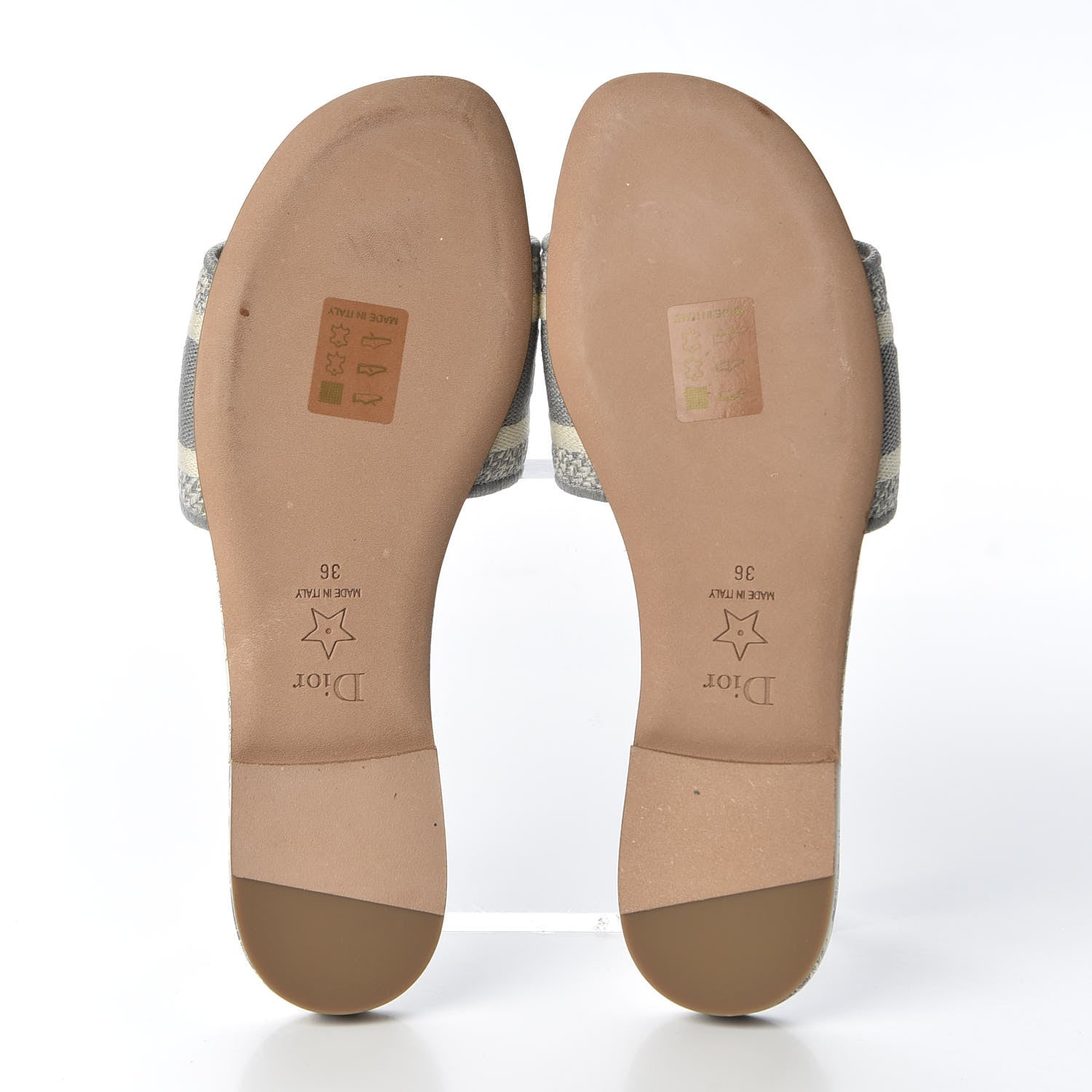 Christian Dior Canvas Toile de Jouy Embroidered Dway Flat Slide Sandals 36 Grey Stone 6 of 11