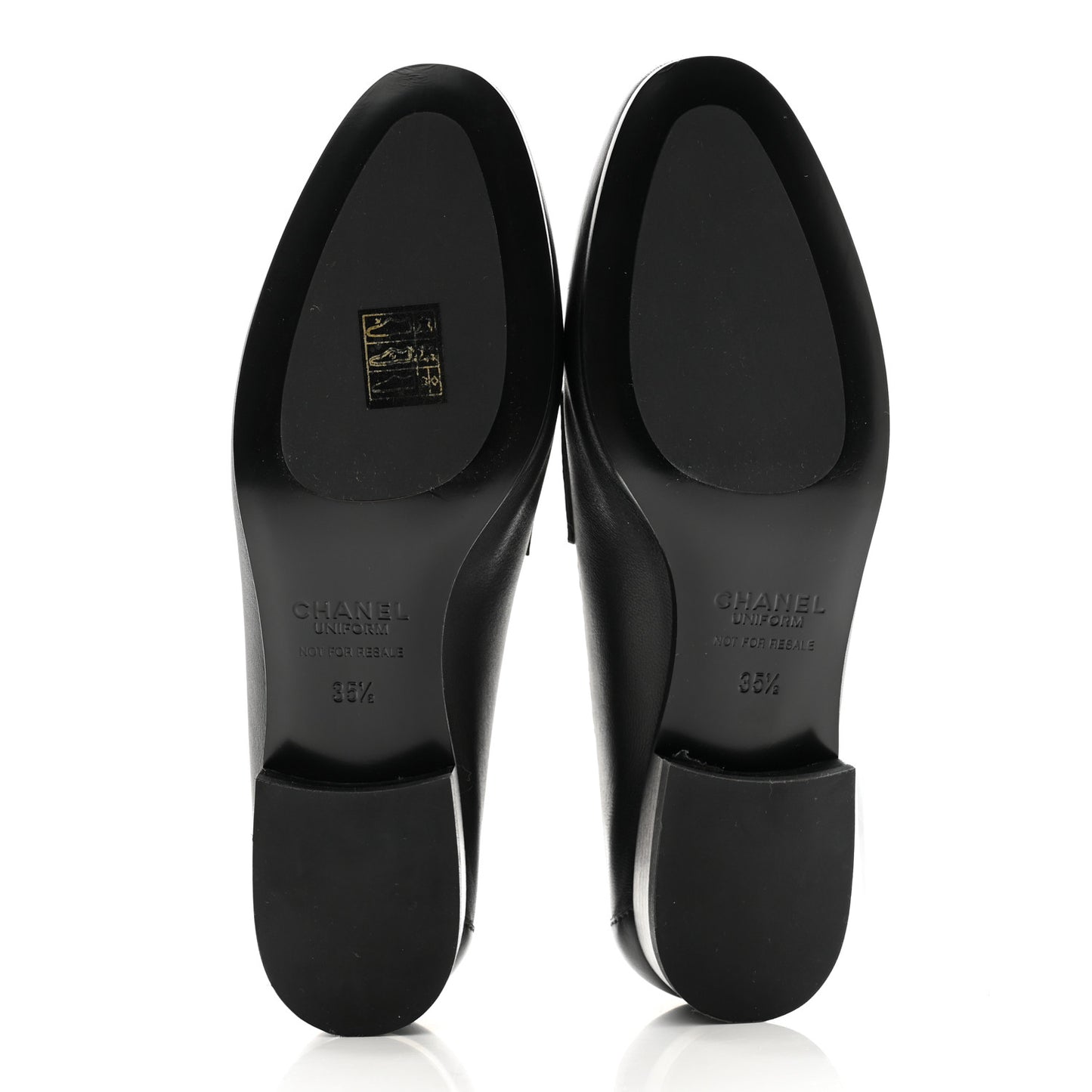 Calfskin Womens Stitched CC Loafers 35.5 Black