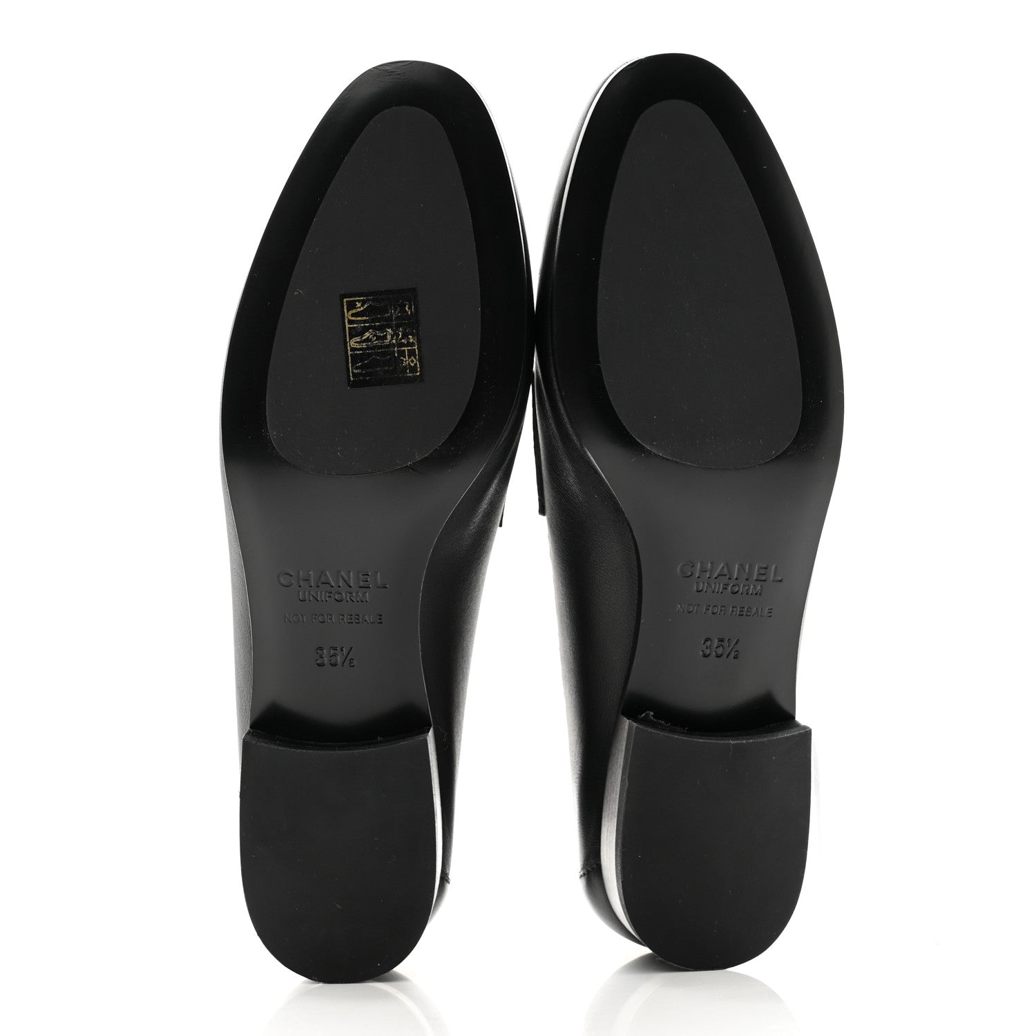 Chanel Calfskin Womens Stitched CC Loafers 35.5 Black 5 of 10