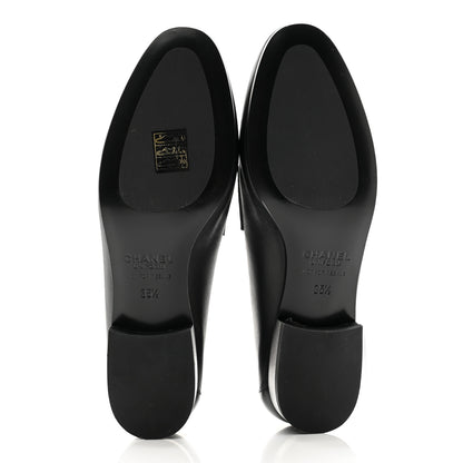 Chanel Calfskin Womens Stitched CC Loafers 35.5 Black 5 of 10