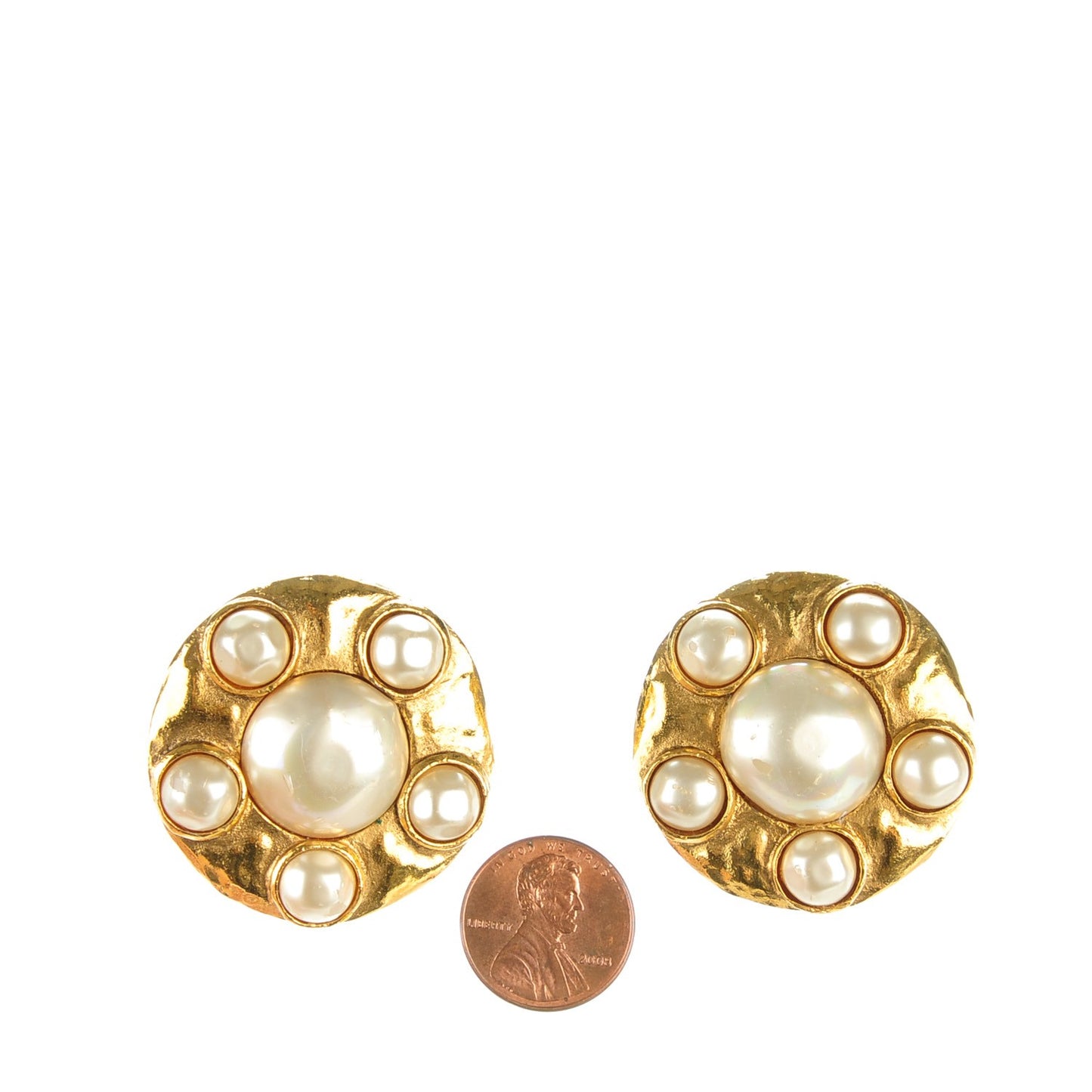 Pearl Clip On Earrings Gold