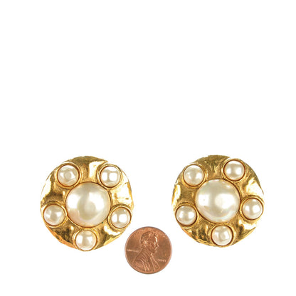Chanel Pearl Clip On Earrings Gold 2 of 5