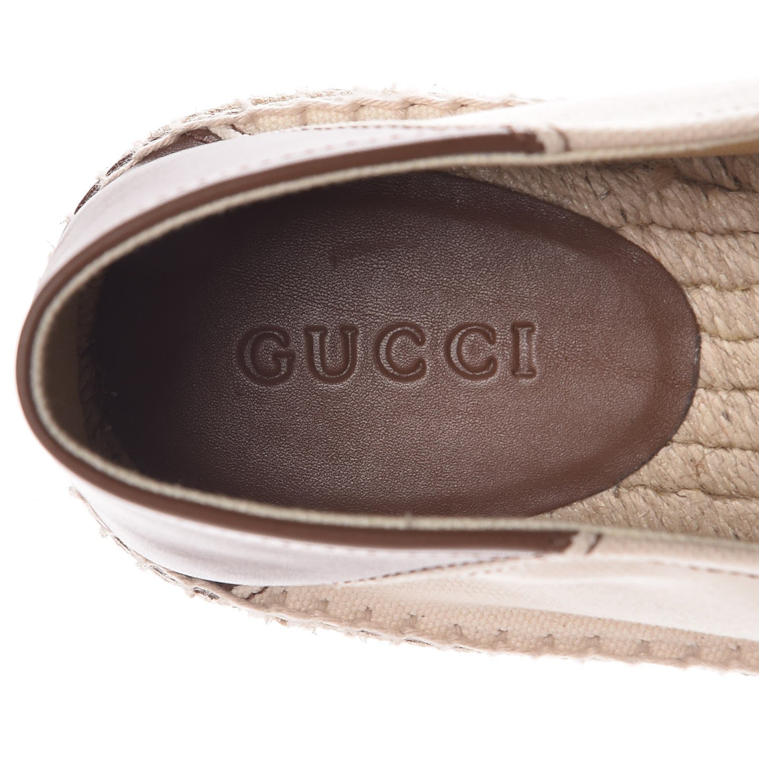 Gucci Canvas Miro Soft Calfskin Logo Mens Espadrilles 9 Greggio Cuir 8 of 10