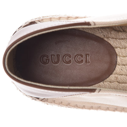 Gucci Canvas Miro Soft Calfskin Logo Mens Espadrilles 9 Greggio Cuir 8 of 10