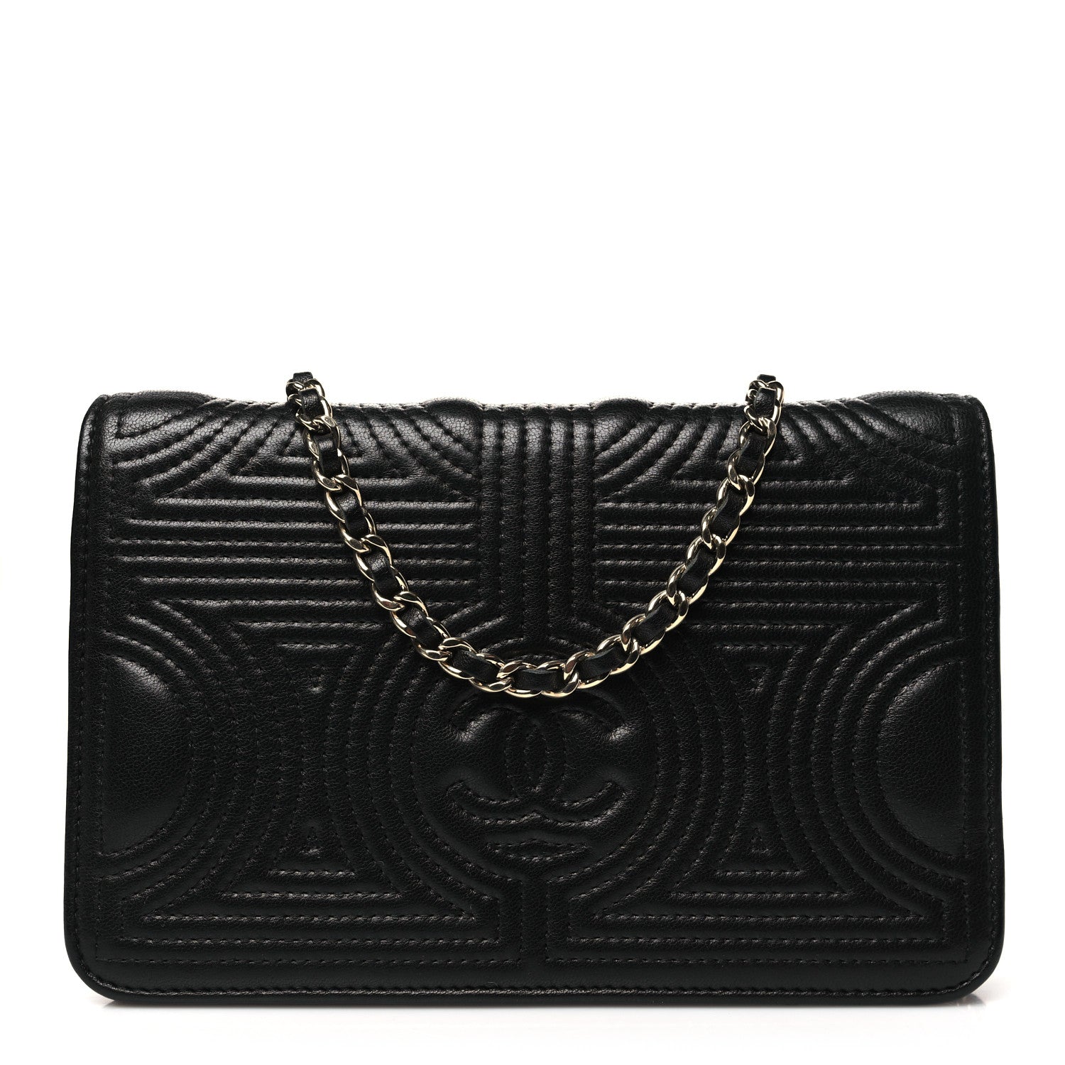 Chanel Lambskin Quilted Korean Garden Wallet On Chain WOC Black 1 of 11