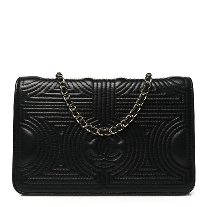 Chanel Lambskin Quilted Korean Garden Wallet On Chain WOC Black 1 of 11