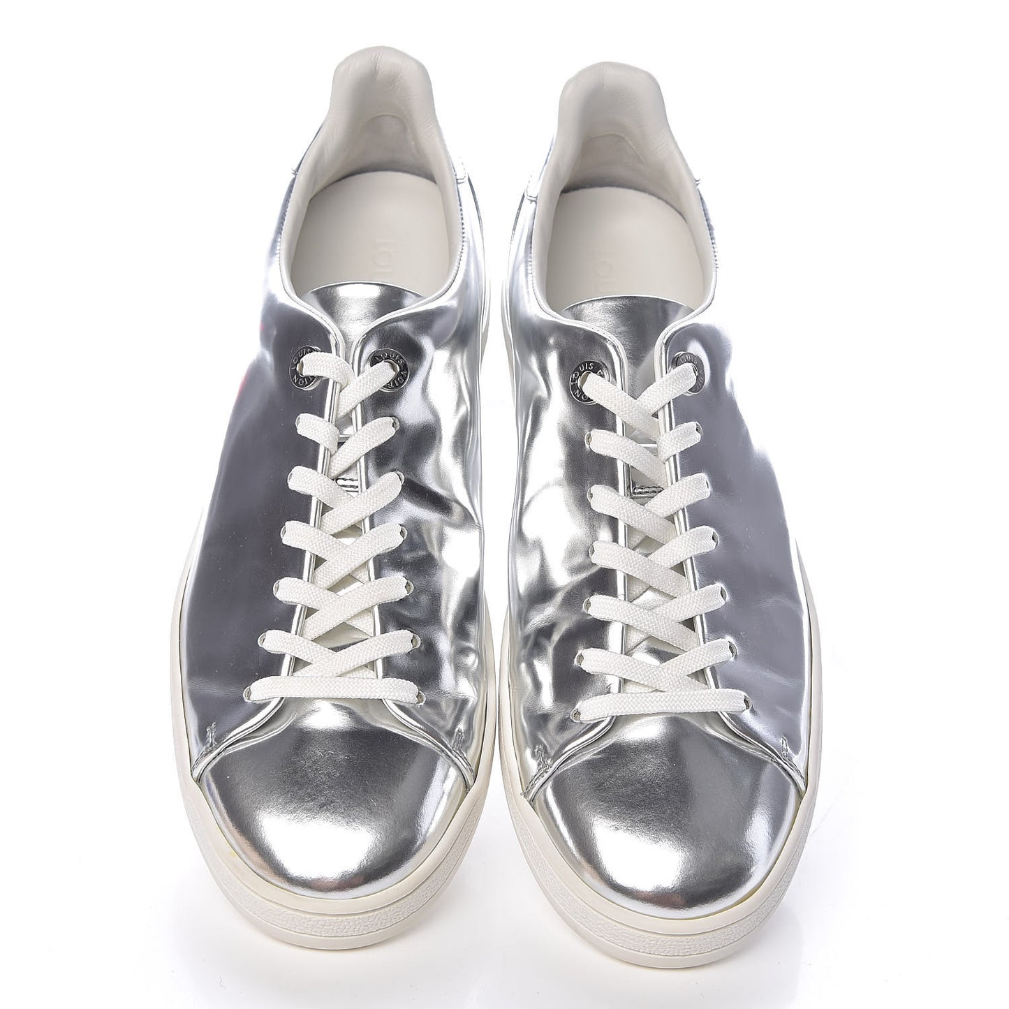 Metallic Calfskin Frontrow Sneakers 38.5 Silver