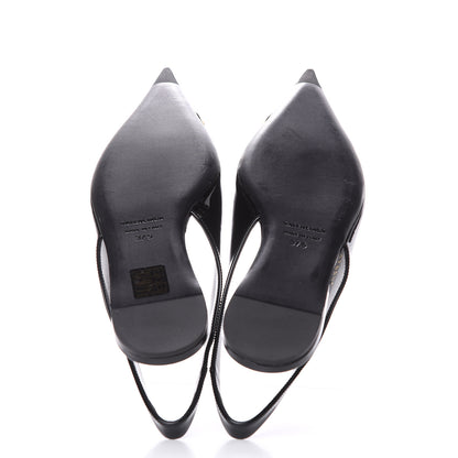 Balenciaga Patent BB Knife Pointy Toe Slingback Flats 37.5 Black 5 of 10