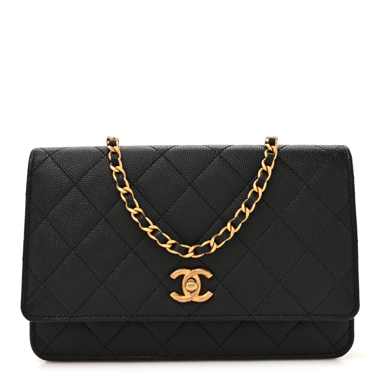 Chanel Caviar Quilted CC Turnlock Charm Wallet On Chain WOC Black 1 of 11