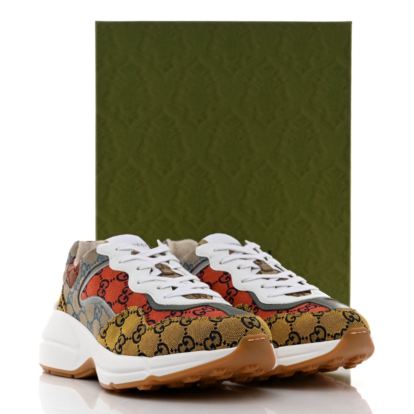 Monogram Multicolor Mens Rhyton Sneakers 9 Yellow Blue Great White Tabasco