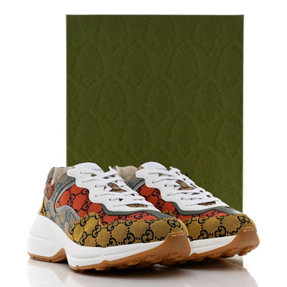 Gucci Monogram Multicolor Mens Rhyton Sneakers 9 Yellow Blue Great White Tabasco 8 of 8