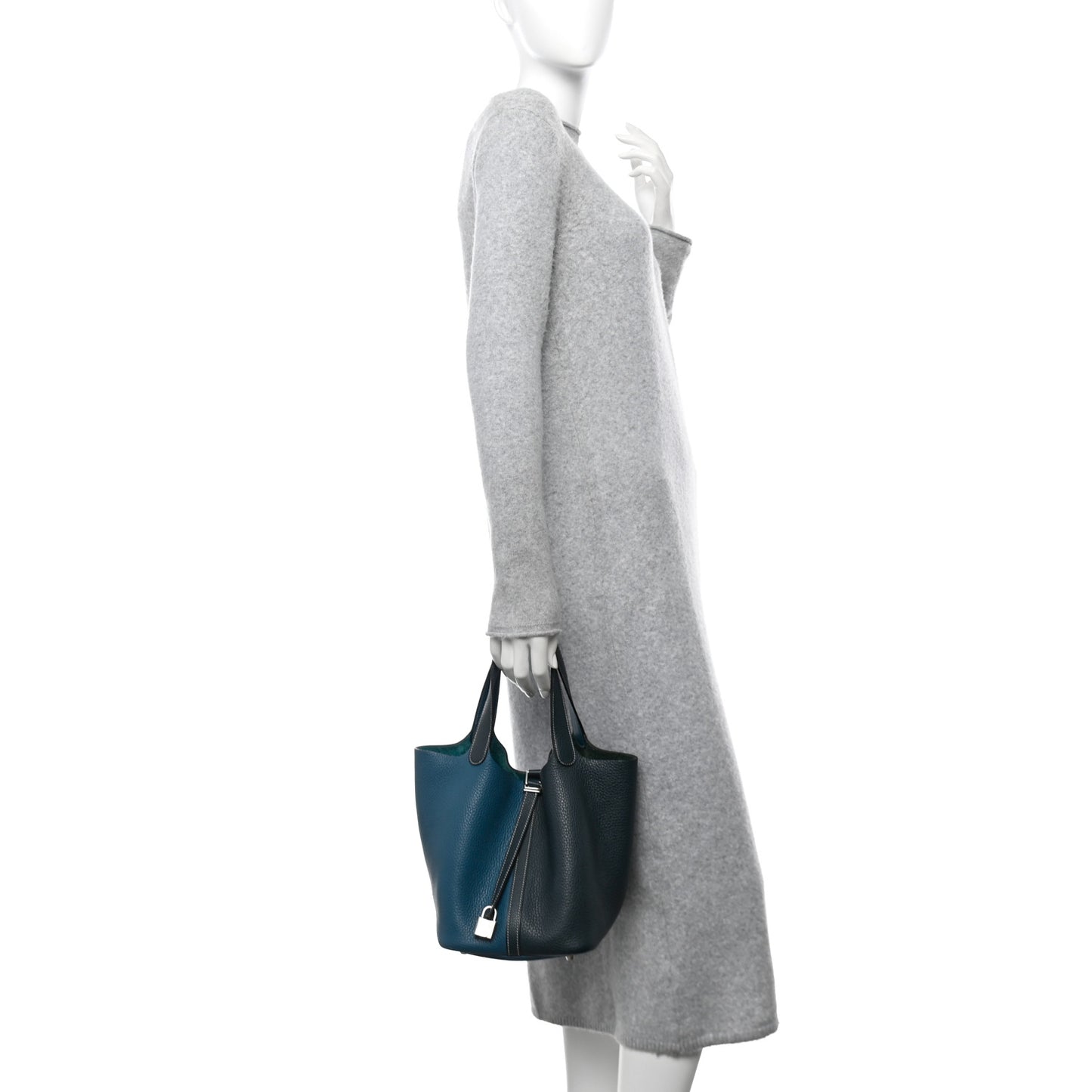 Taurillon Clemence Casaque Picotin Lock 22 MM Vert Bosphore Deep Bleu