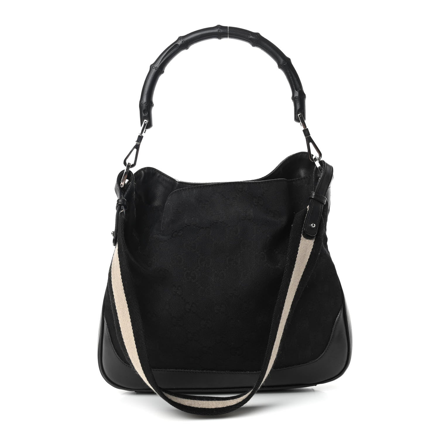 Gucci Monogram Bamboo Top Handle Bag Black 1 of 10