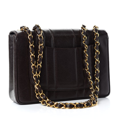 Chanel Caviar Vertical Quilted Jumbo Single Flap Brown 3 of 11