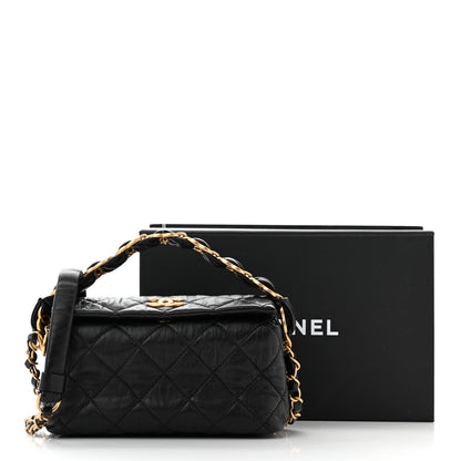 Chanel Crumpled Lambskin Quilted Small CC Links Shoulder Bag Black 11 of 11