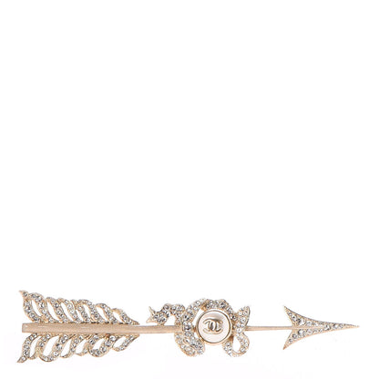 Chanel Crystal Pearl CC Arrow Brooch Gold 1 of 8