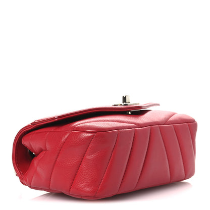 Chanel Caviar Chevron Quilted Small Single Flap Red 4 of 16