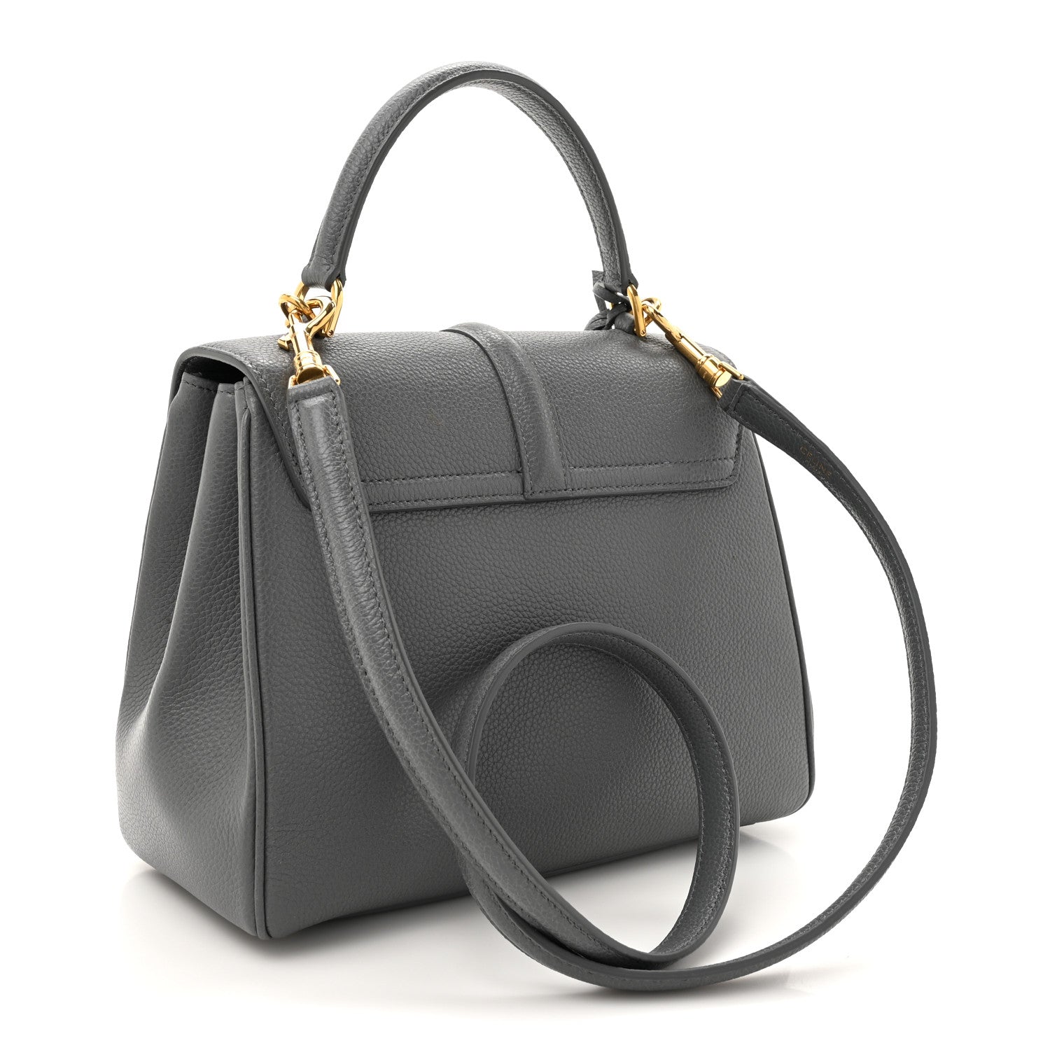 Celine Grained Calfskin Small 16 Top Handle Bag Medium Grey 2 of 14