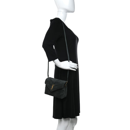 Saint Laurent Croute Velour Y Quilted Monogram Toy Loulou Crossbody Bag Dark Forest 2 of 12