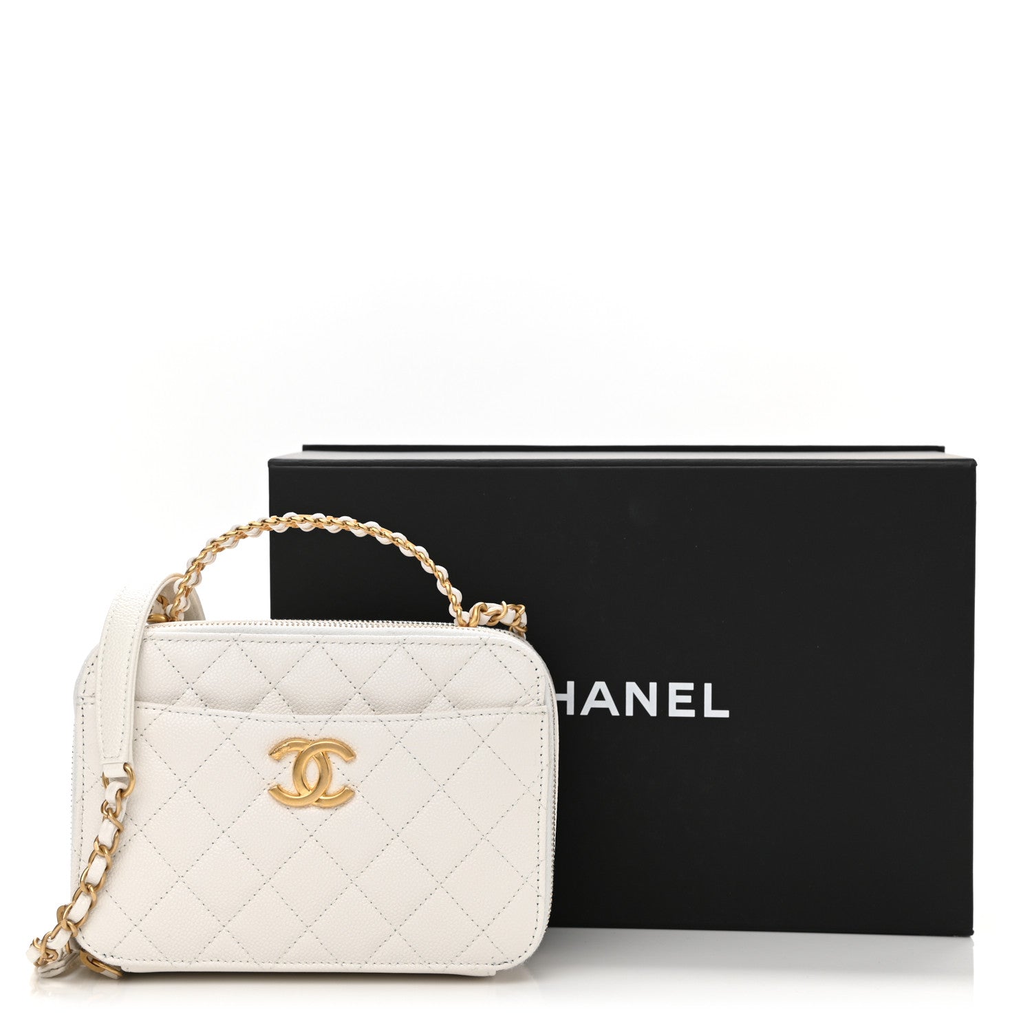 Chanel Caviar Quilted Small Pick Me Up Vanity Case White 11 of 11