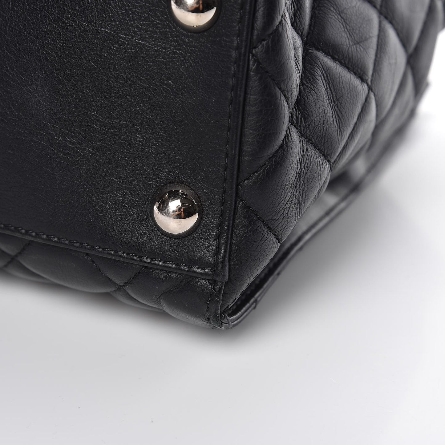 Calfskin Quilted Small Chic and Soft Shopping Tote Black