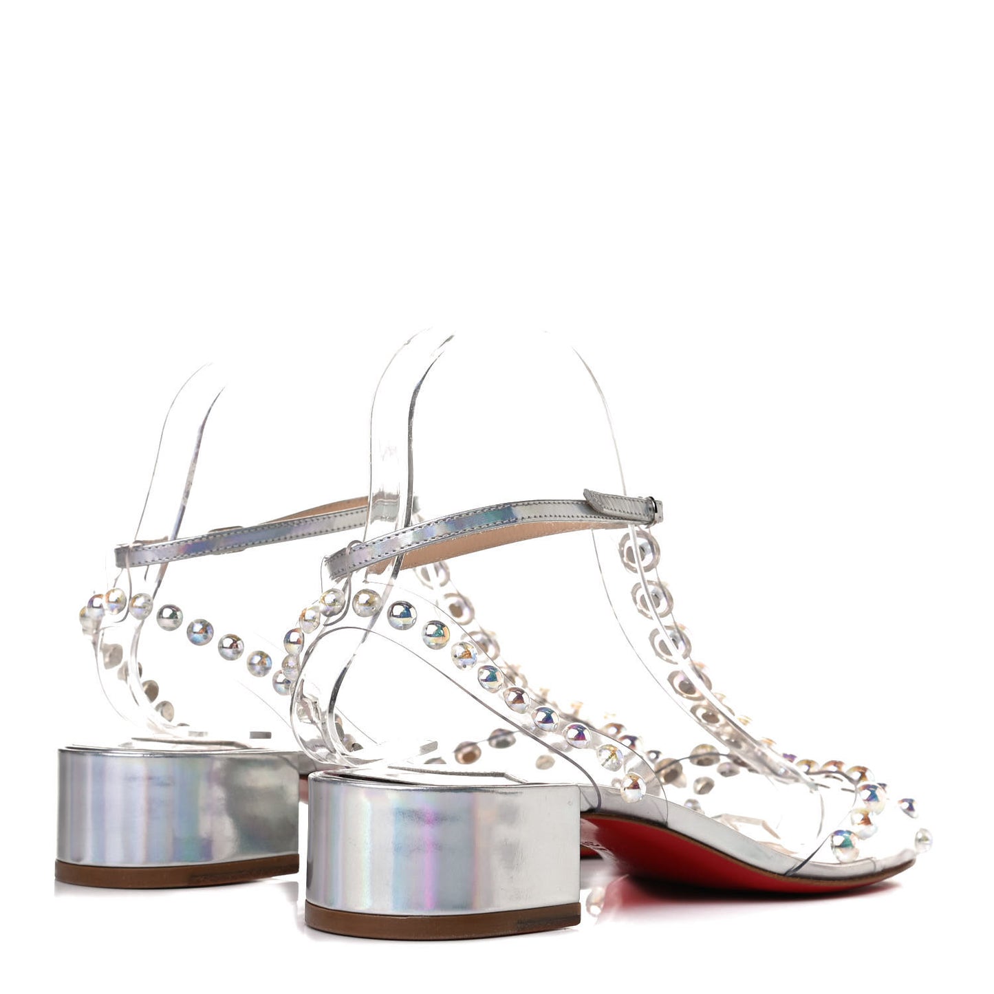 Iridescent Patent PVC Faridaravie 25 Sandals 38 Silver