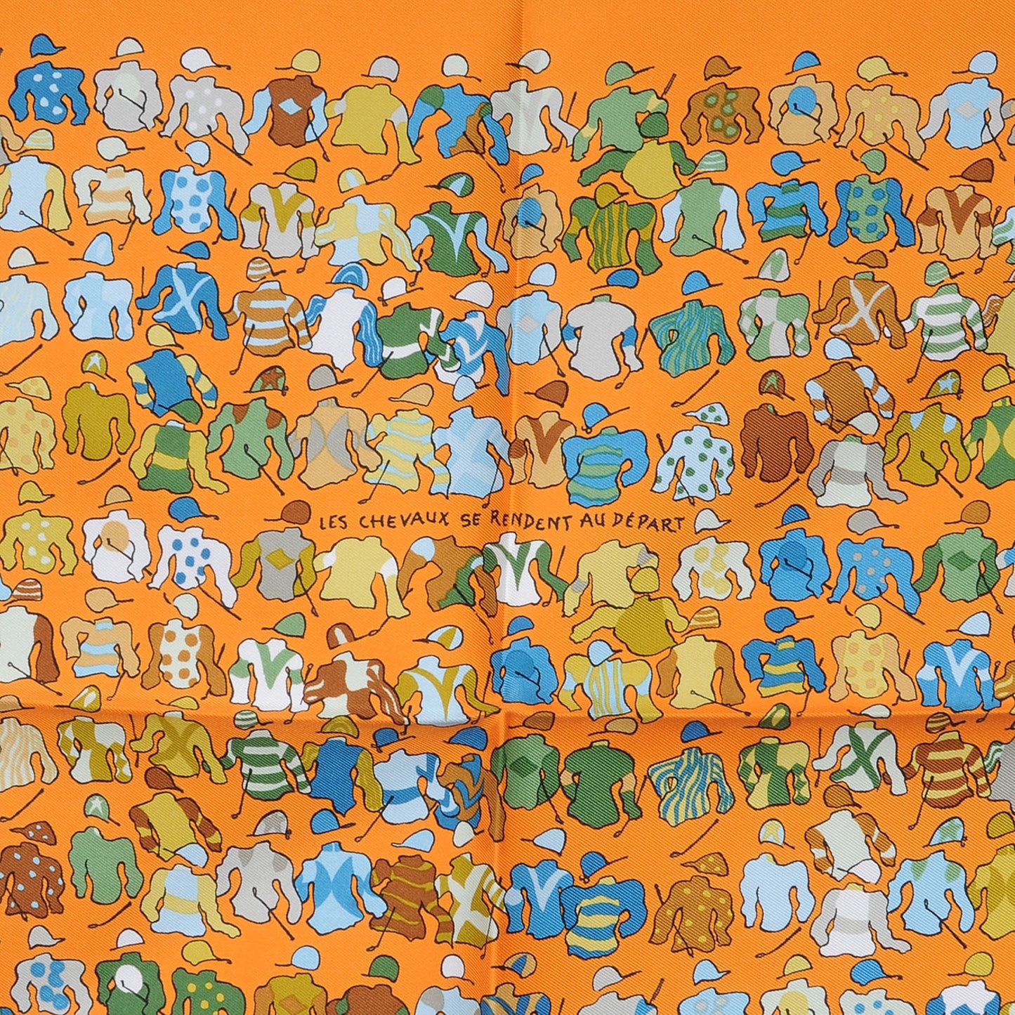 Silk Les Chevaux Se Rendent Au Depart Pocket Square Scarf