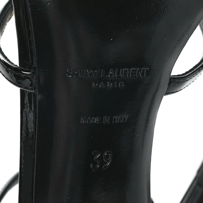 Saint Laurent Patent Cassandra 100 Ankle Strap Sandals 39 Black Gold 6 of 7