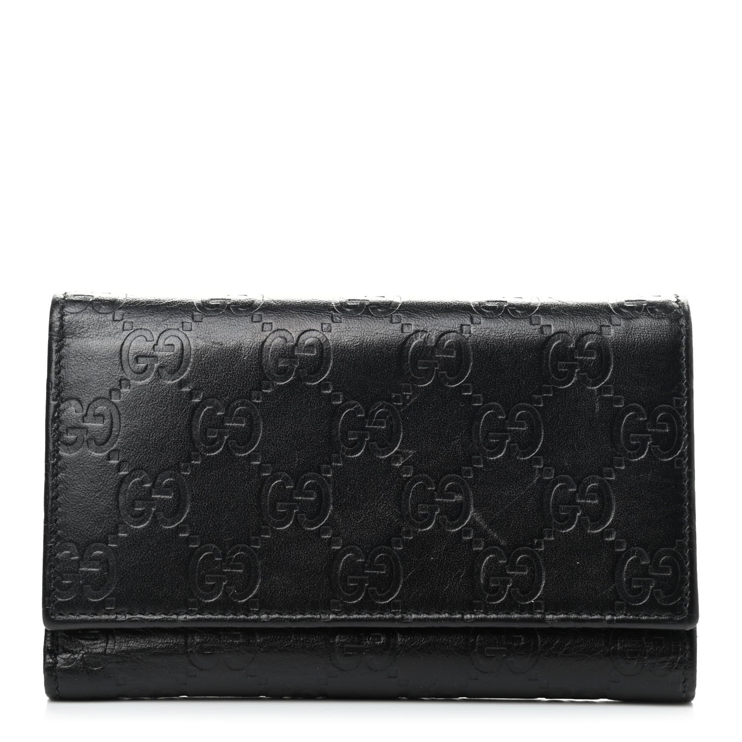 Gucci Guccissima Continental Flap Wallet Black 1 of 13