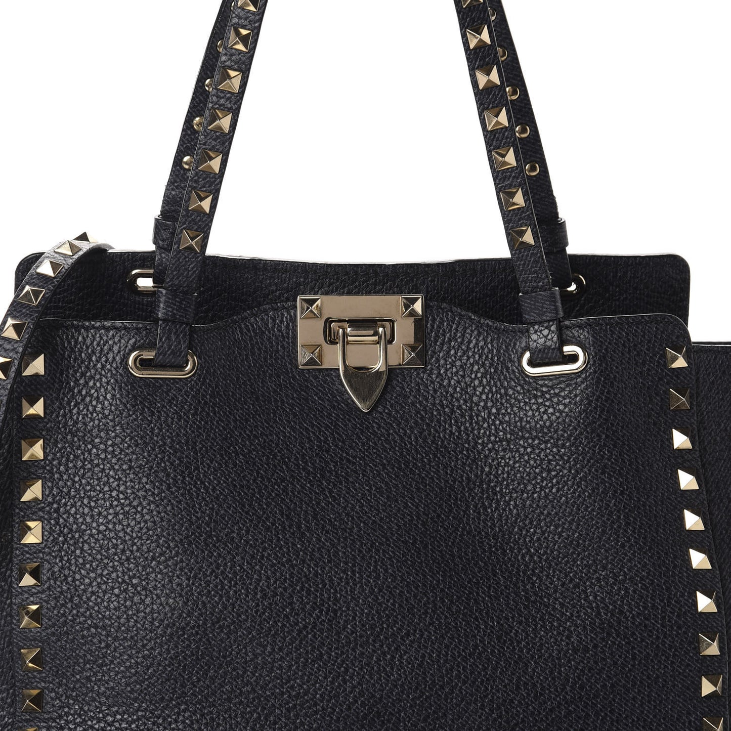Pebbled Calfskin Small Rockstud Tote Marine