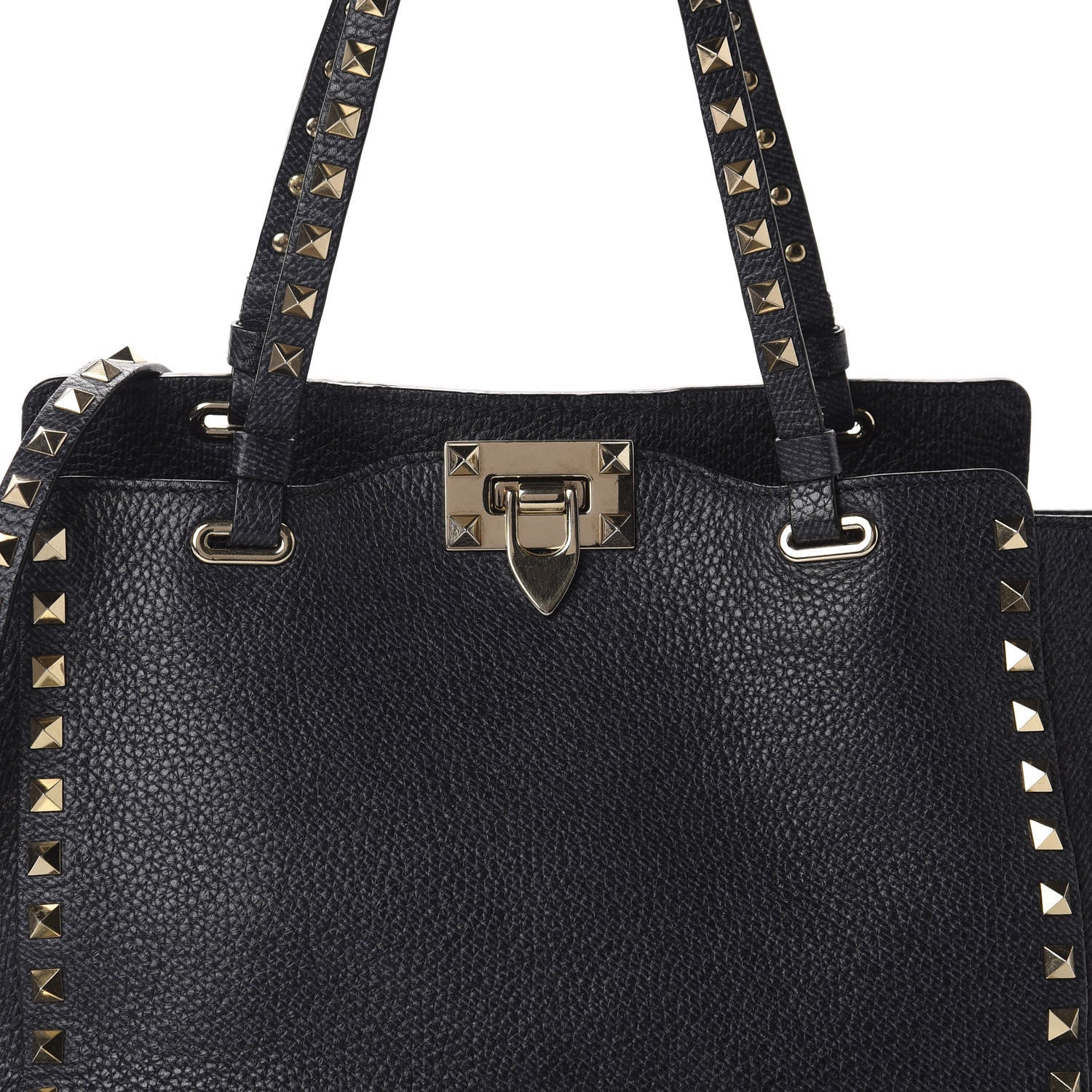 Valentino Garavani Pebbled Calfskin Small Rockstud Tote Marine 9 of 9