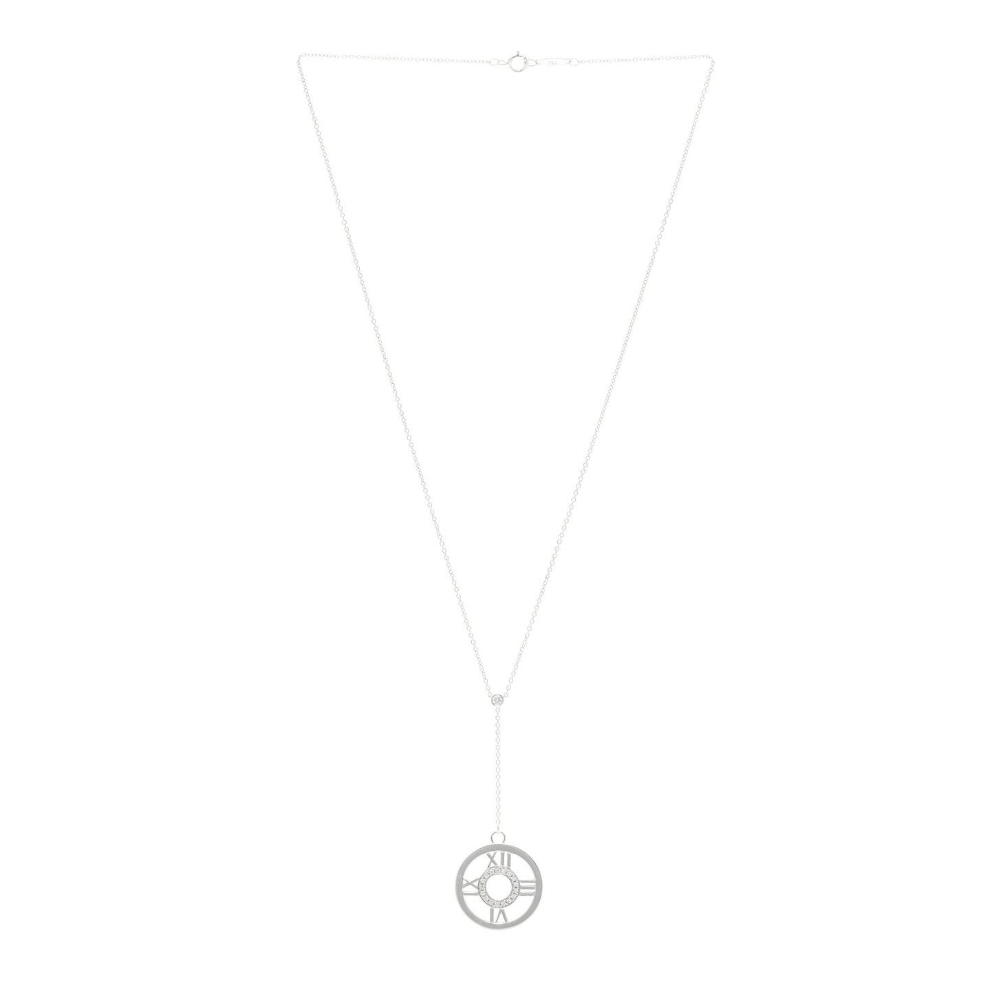 18K White Gold Diamond Atlas Lariat Pendant Necklace