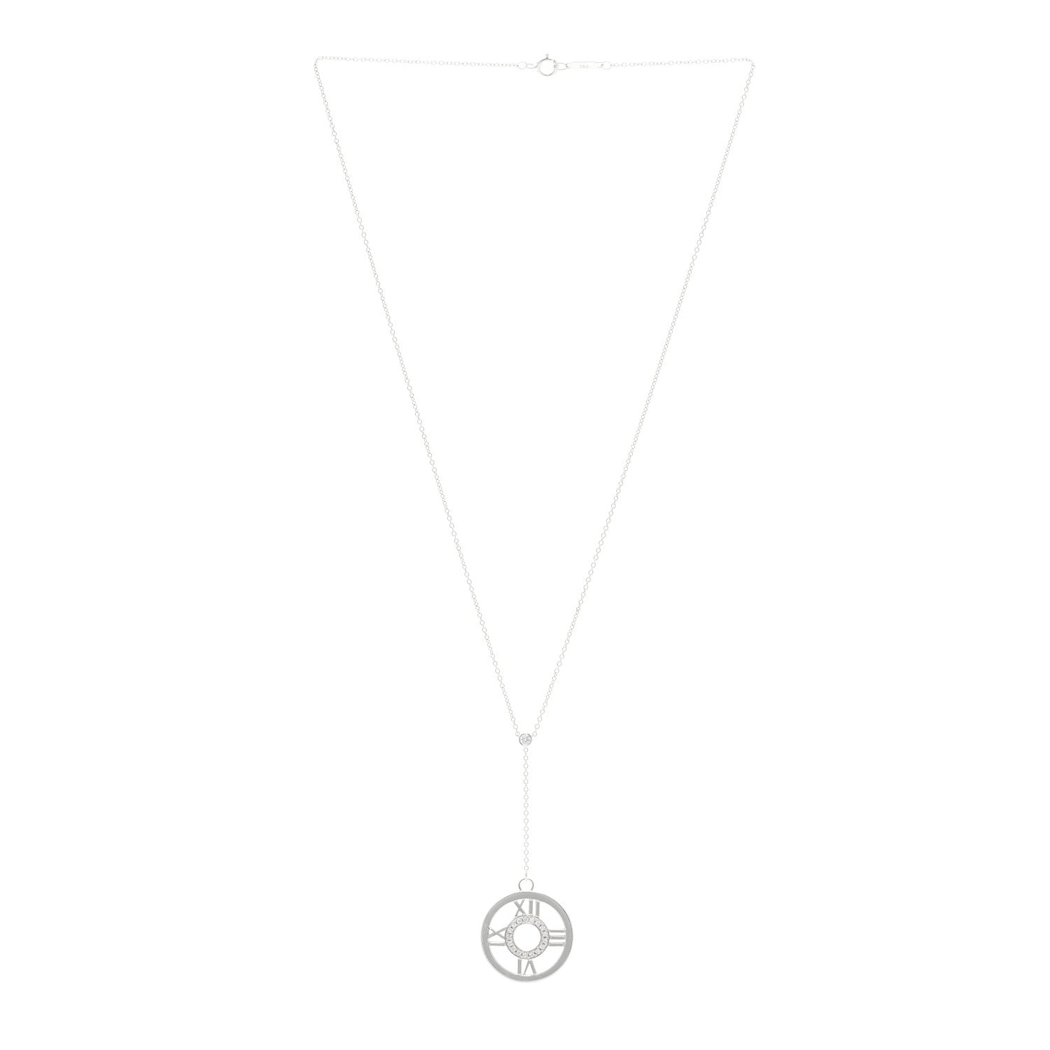 Tiffany 18K White Gold Diamond Atlas Lariat Pendant Necklace 3 of 6