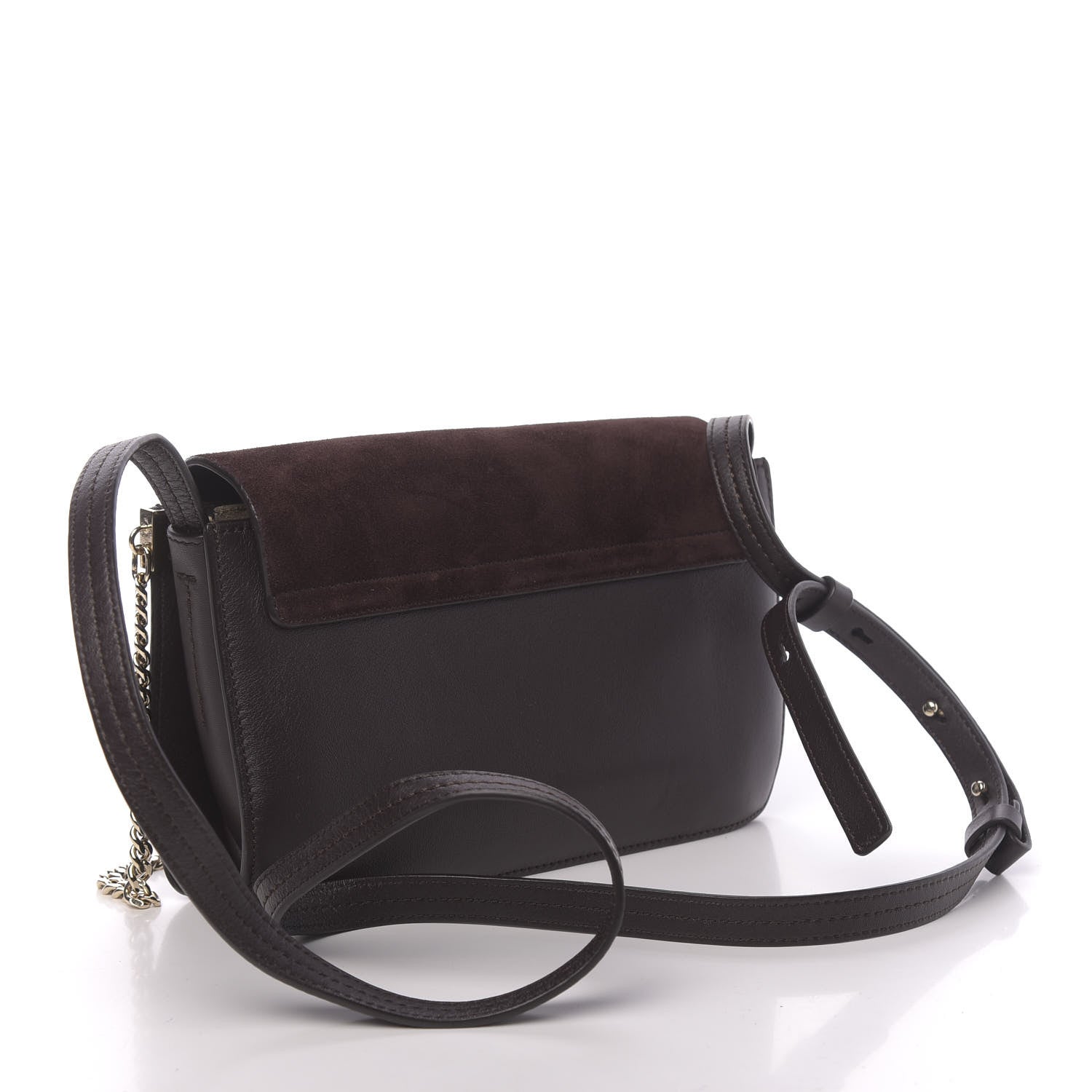 Chloe Suede Calfskin Small Faye Shoulder Bag Carbon Brown 3 of 9