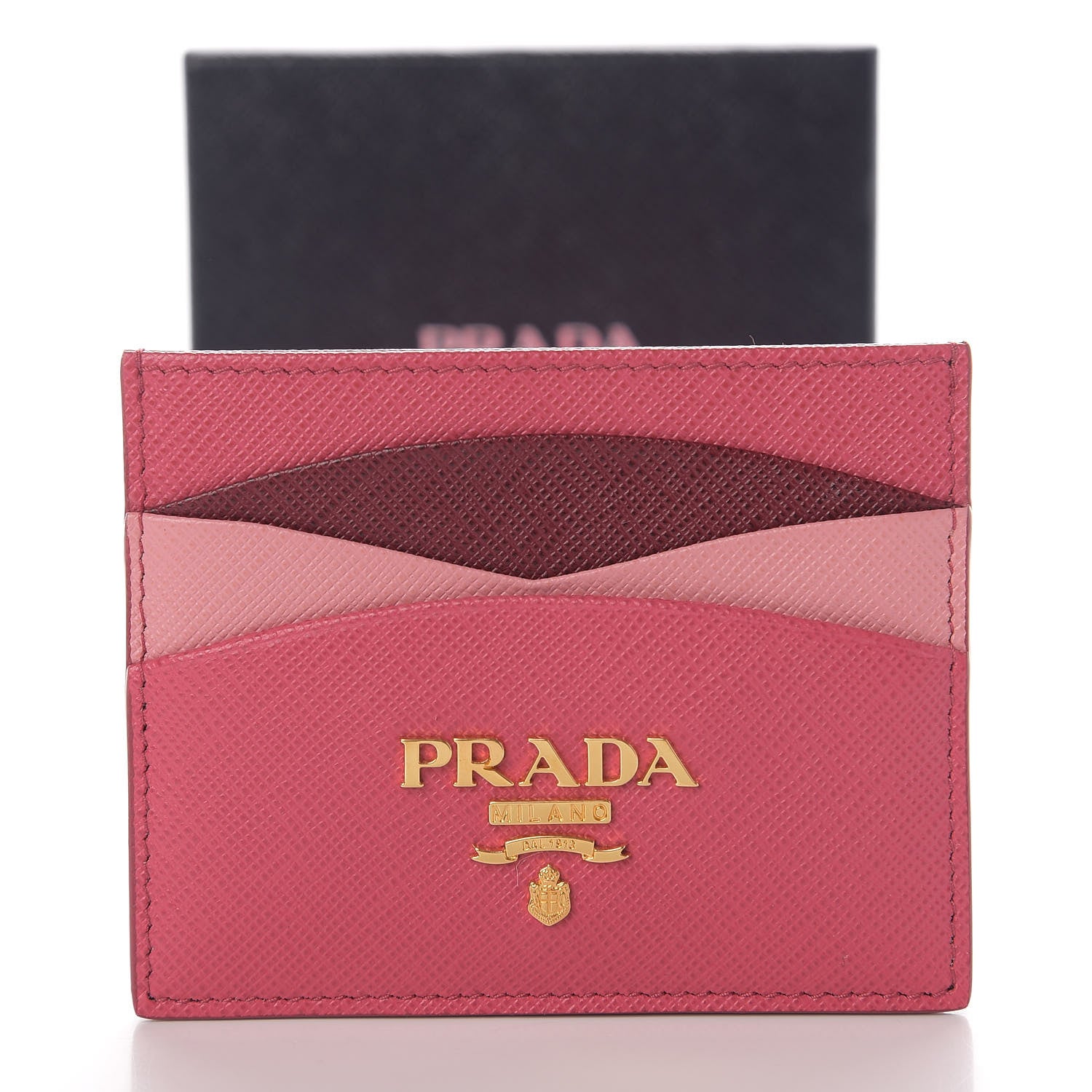 Prada Saffiano Metal Card Case Peonia Cerise 9 of 9