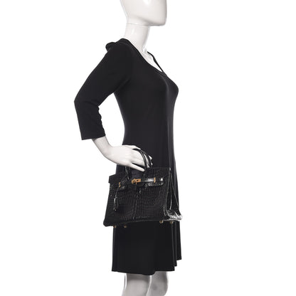 Hermes Shiny Porosus Crocodile Birkin 25 Black 2 of 35