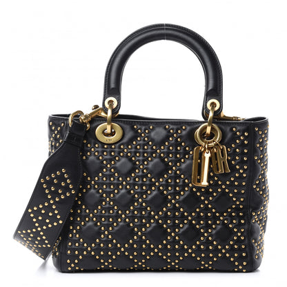 Christian Dior Calfskin Cannage Studded Medium Supple Lady Dior Black 1 of 10