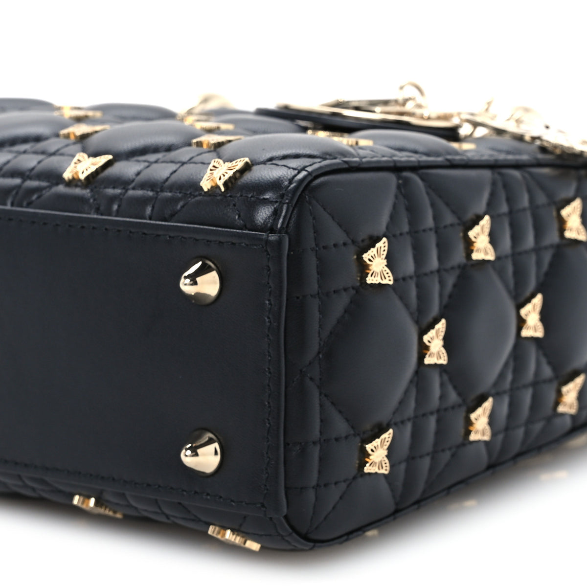 Christian Dior Lambskin Cannage Butterfly Studs Small Lady Dior Black 9 of 9