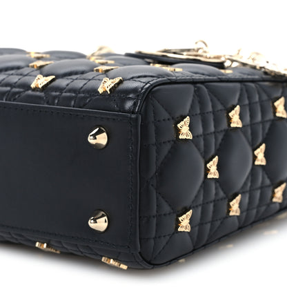 Christian Dior Lambskin Cannage Butterfly Studs Small Lady Dior Black 9 of 9