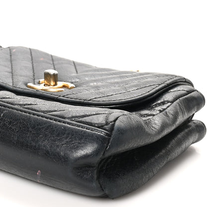 Chanel Glazed Calfskin Chevron Quilted Small Hampton Flap Black 10 of 11