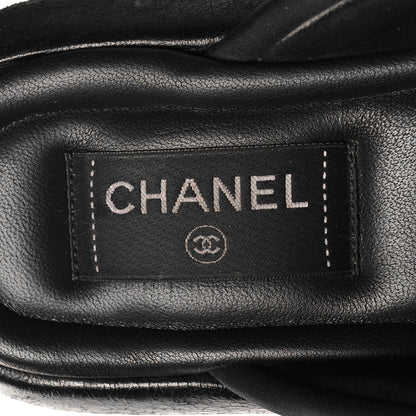 Chanel Fabric CC Mules Sandals 38 Black 7 of 7