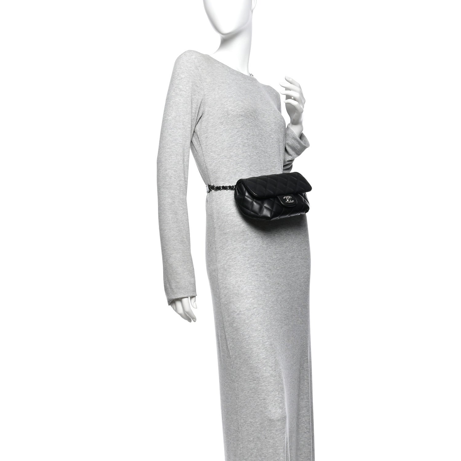 Chanel Calfskin Quilted CC Uniform Flap Belt Bag Black 2 of 11