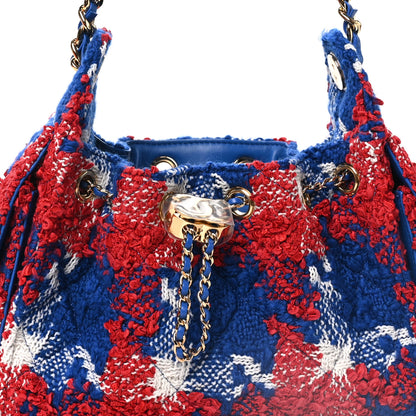 Chanel Tweed Quilted Small Chanel 25 Handbag Red White Blue 7 of 10