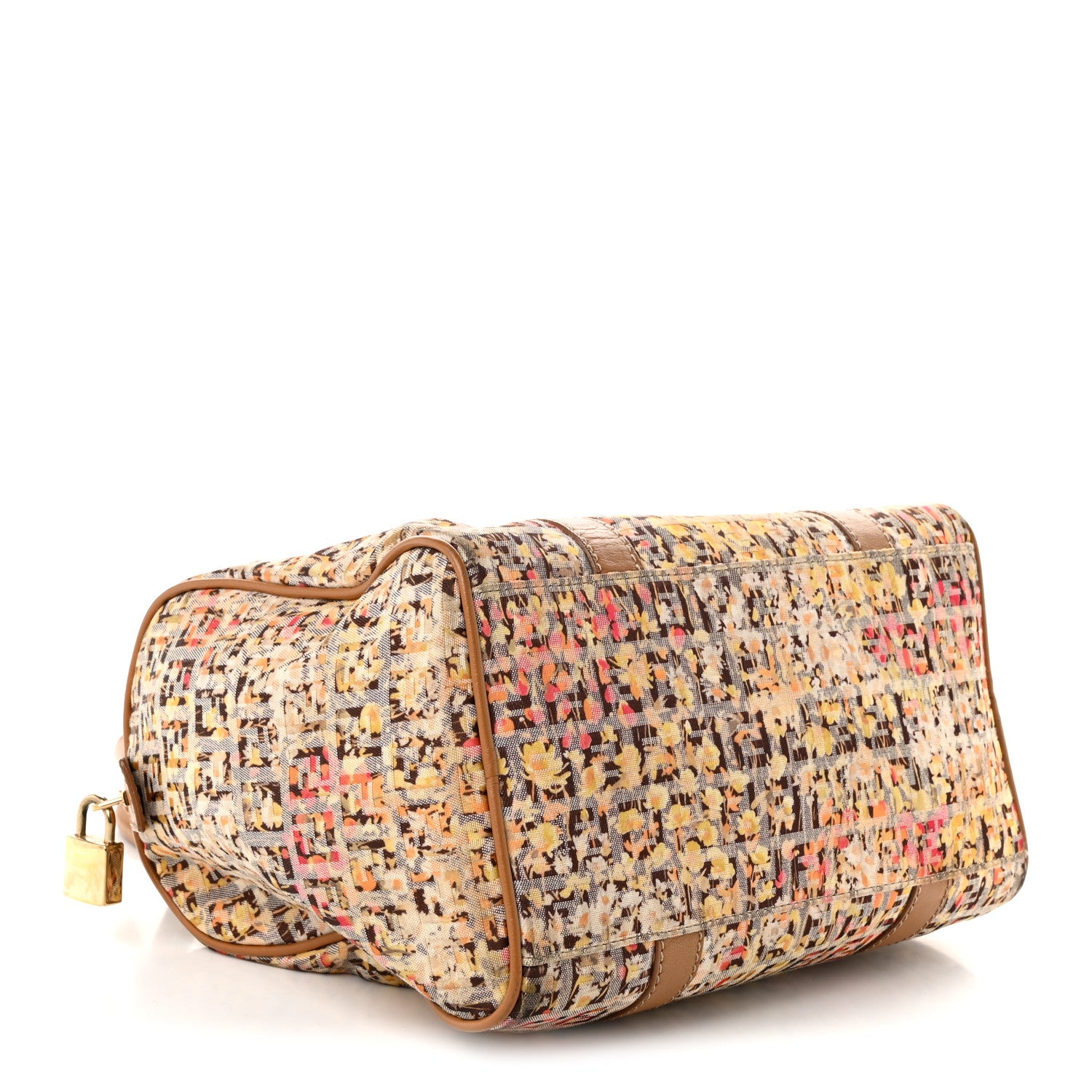 Fendi Zucchino Vitello Floral Forever Boston Pesca Giallo Saddler 3 of 9