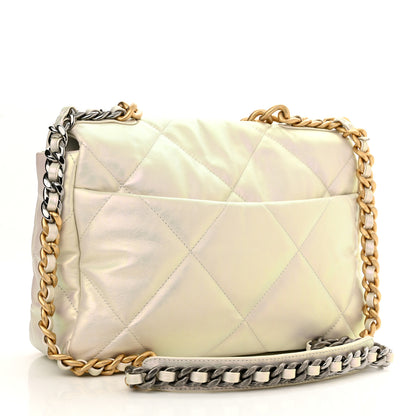 Chanel Iridescent Calfskin Quilted Medium Chanel 19 Flap White 3 of 10