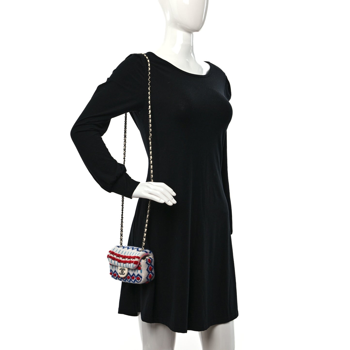 Cashmere Knit Extra Mini Single Flap White Multicolor